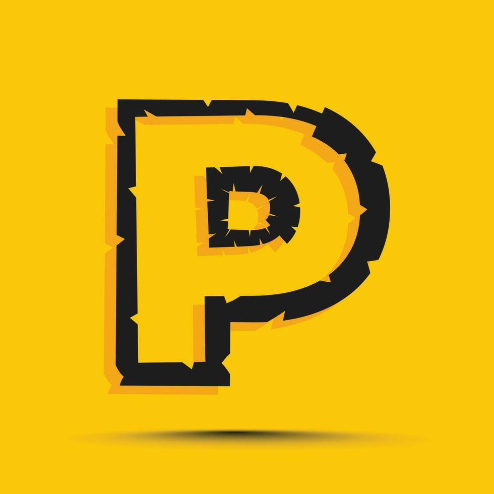 giallo di moda alfabeto lettera p logo design modello vettore