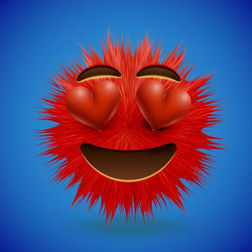 Emoticon di smiley alta dettagliati della pelliccia 3D, illustrazione di vettore