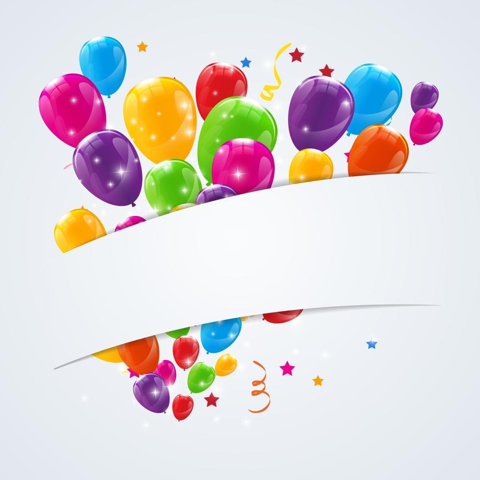 colore lucido buon compleanno palloncini banner sfondo illustrazione vettoriale