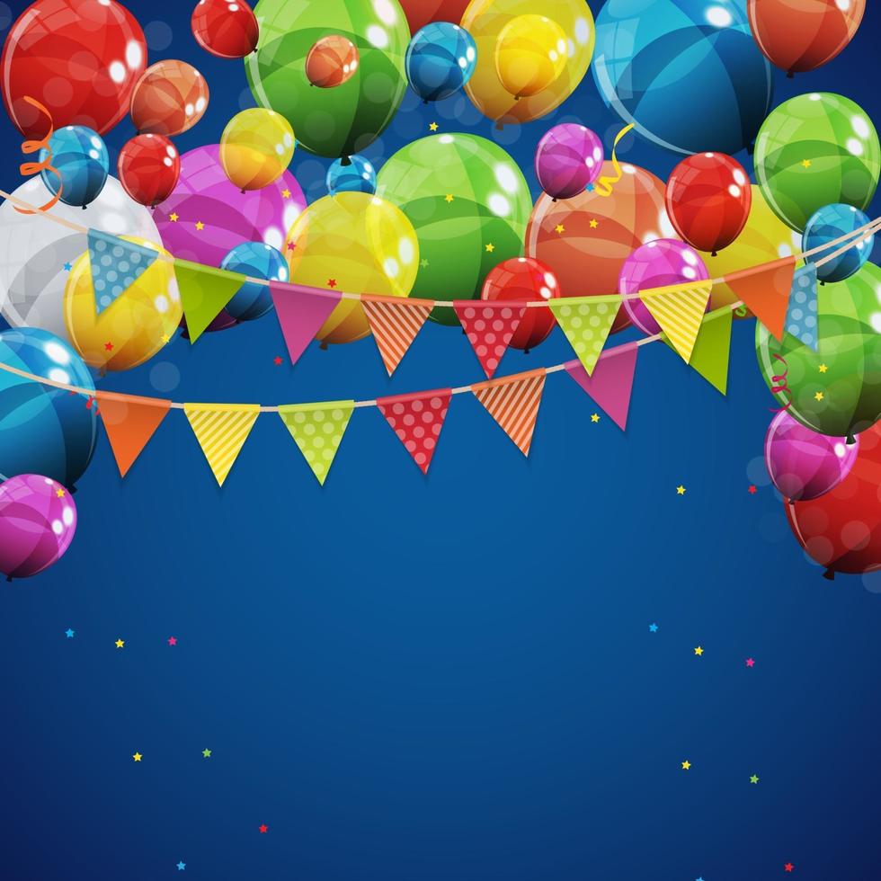 colore lucido buon compleanno palloncini banner sfondo illustrazione vettoriale