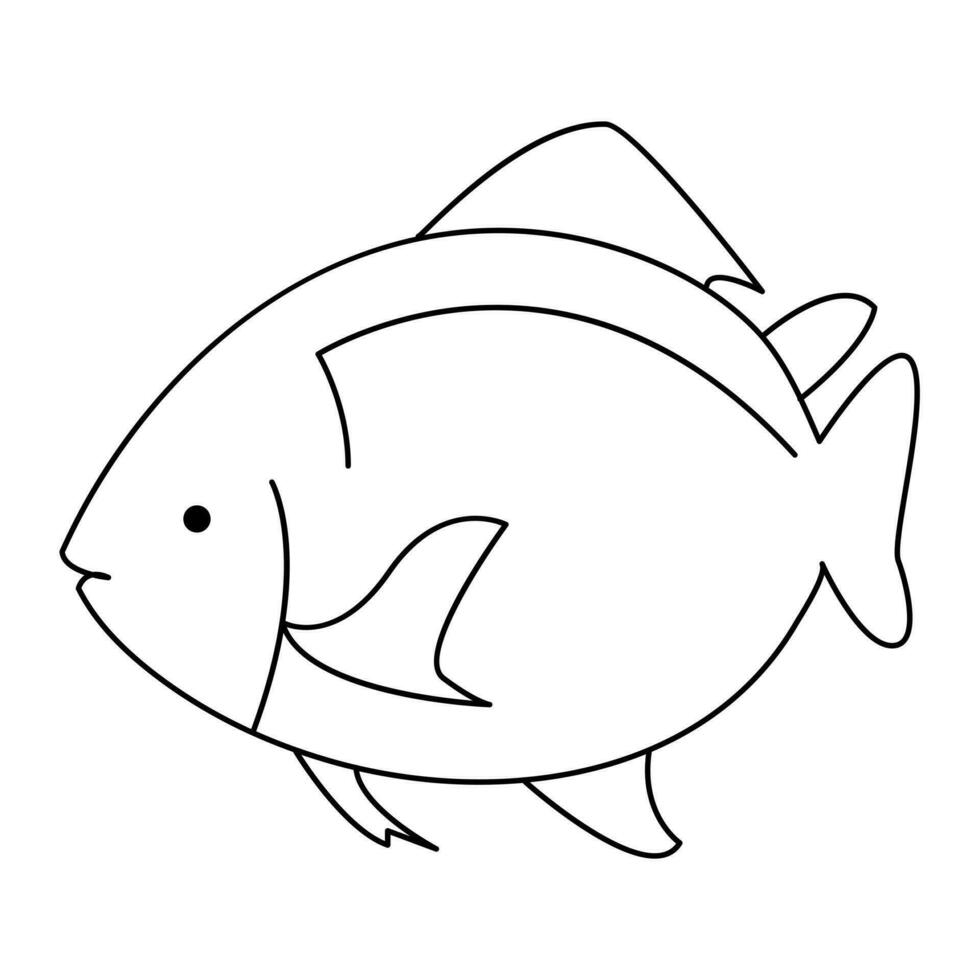 continuo uno linea disegno di grande pesce e singolo linea vettore arte illustrazione