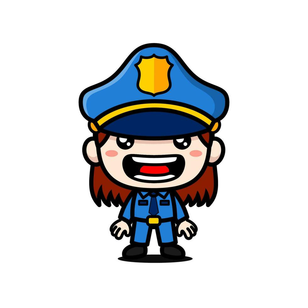 carino polizia donna cartone animato personaggio vettore