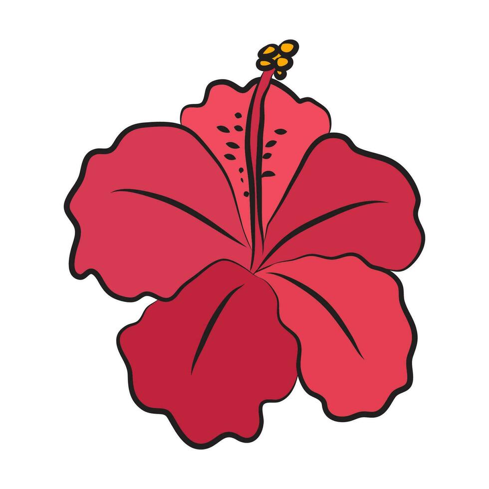 ibisco grande rosso fiore germoglio. botanico arredamento per carte e inviti vettore