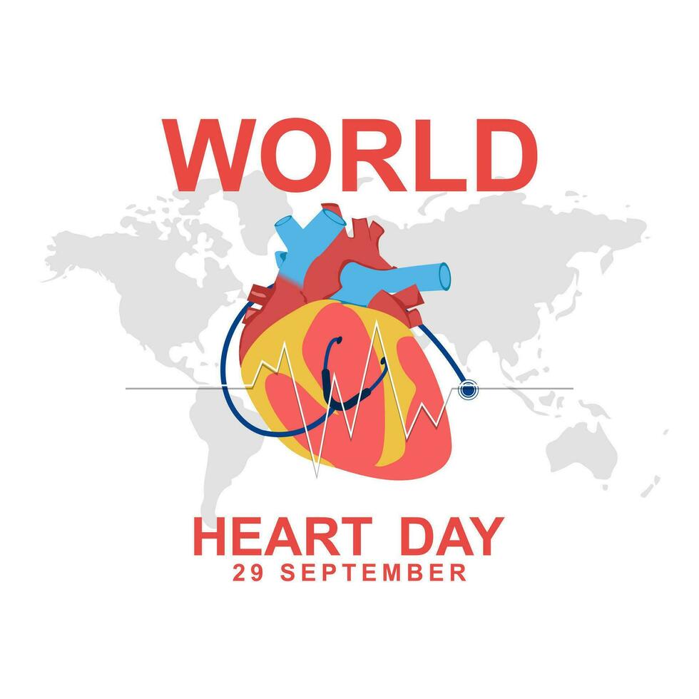 mondo cuore giorno celebre ogni 29 settembre saluto concetto design con cuore. vettore illustrazione design