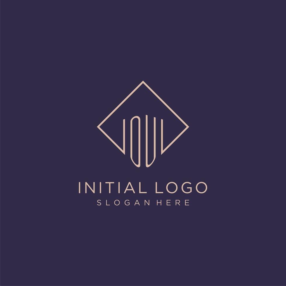 iniziali ou logo monogramma con rettangolo stile design vettore