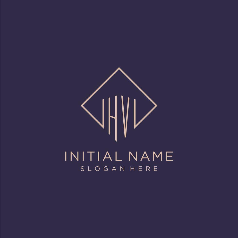 iniziali hv logo monogramma con rettangolo stile design vettore