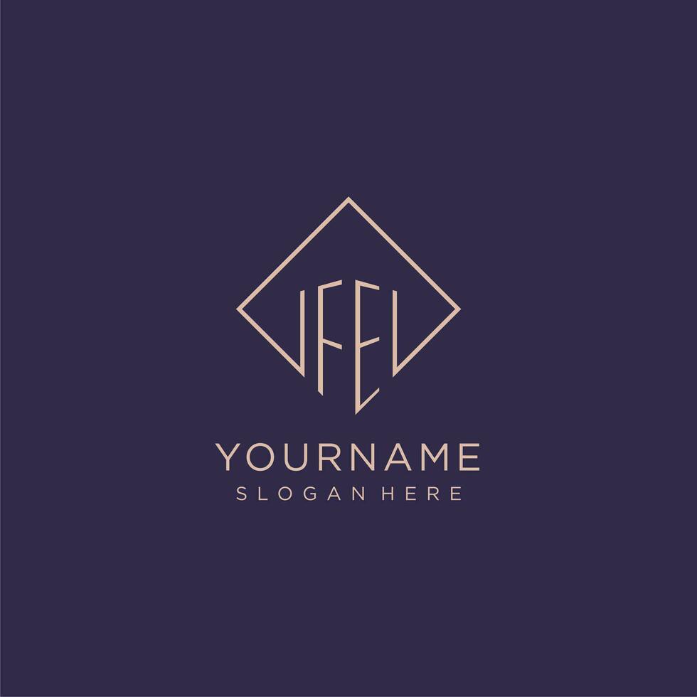 iniziali fe logo monogramma con rettangolo stile design vettore