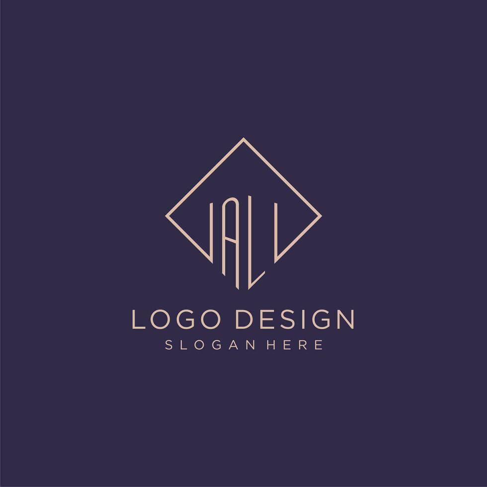 iniziali al logo monogramma con rettangolo stile design vettore