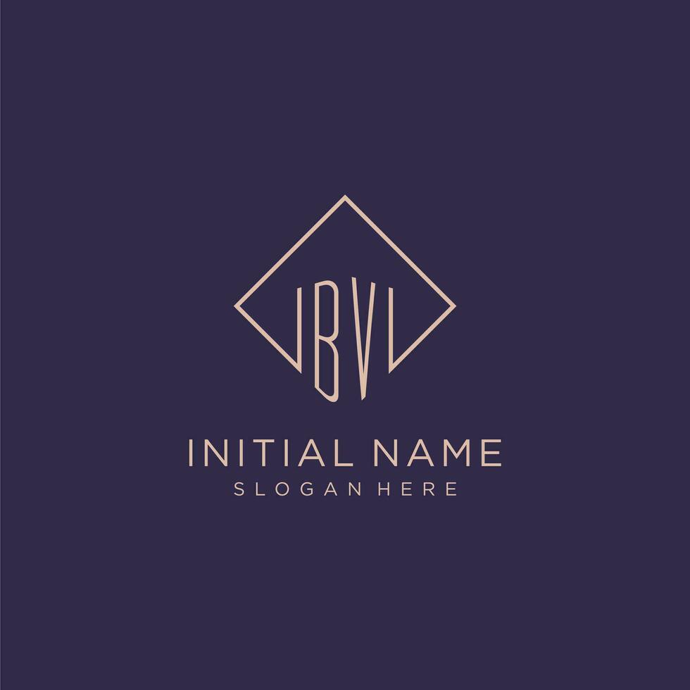 iniziali bv logo monogramma con rettangolo stile design vettore