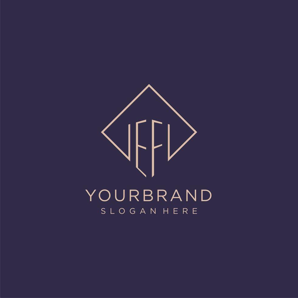 iniziali ef logo monogramma con rettangolo stile design vettore