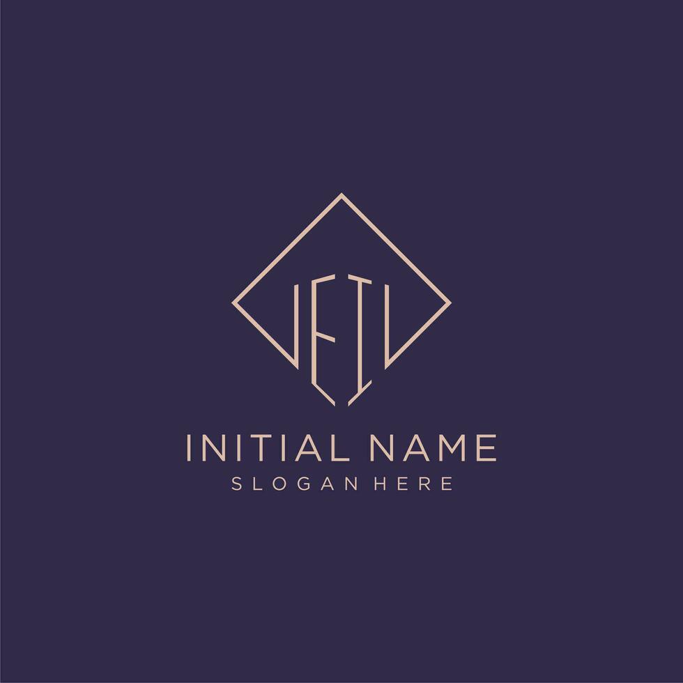 iniziali EI logo monogramma con rettangolo stile design vettore