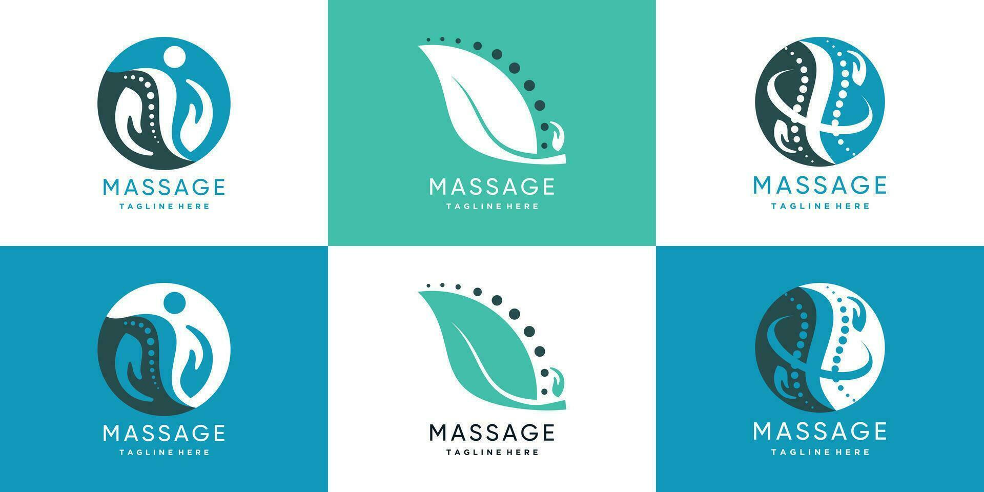 massaggio logo design collezione per indietro osso terapia con creativo elemento premio vettore