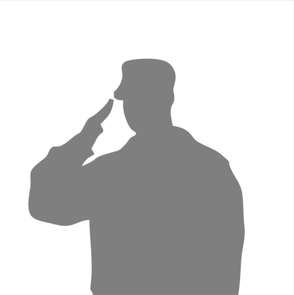 soldato che saluta silhouette vettore