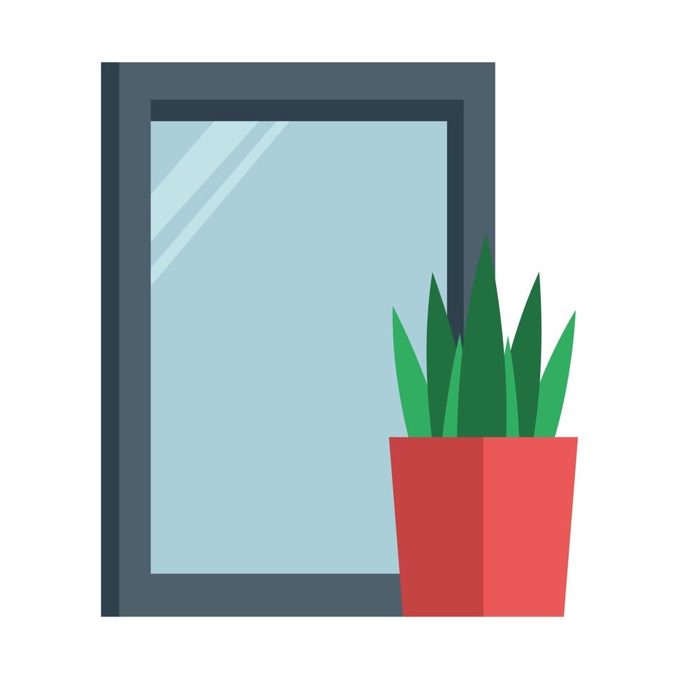 cartone animato oggetto isolato cornice e vaso per piante vettore