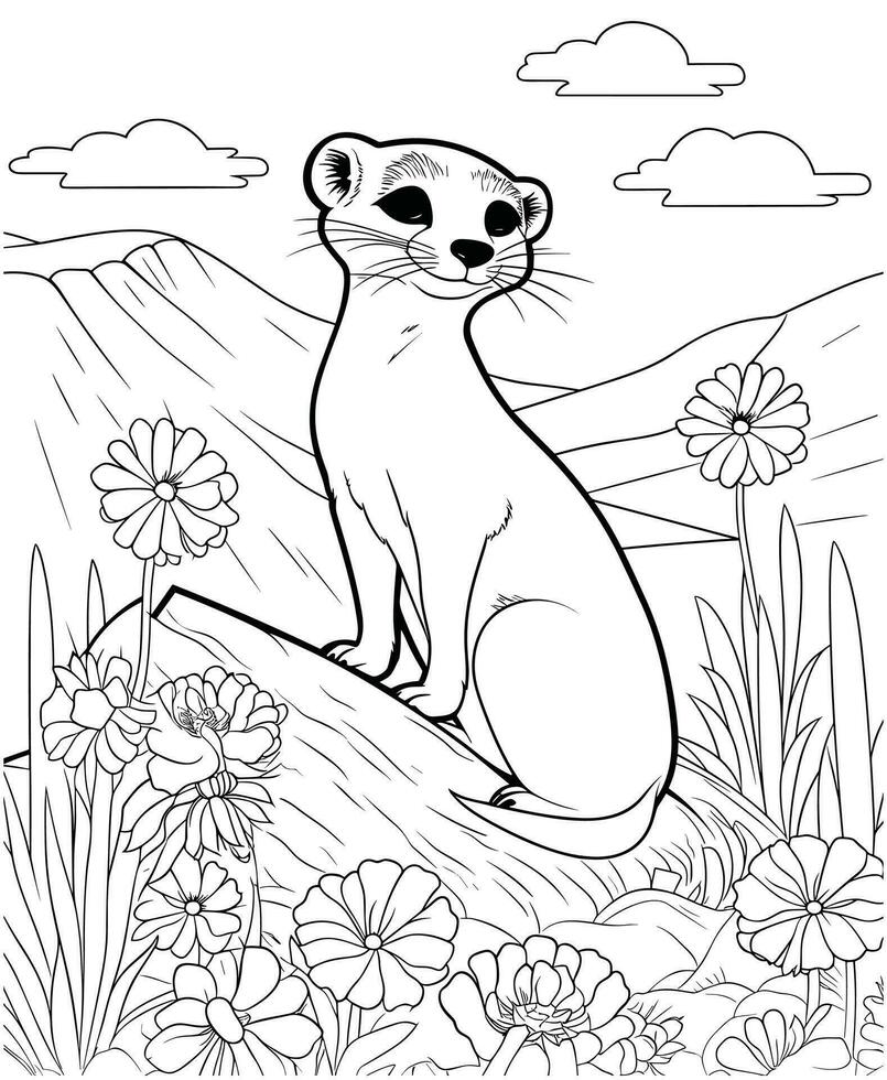 carino meerkat colorazione pagina vettore