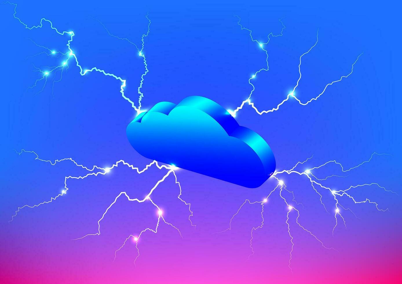 nube fulmini voltaggio fulmine scintilla elettricità Collegare in linea tecnologia astratto sfondo vettore illustrazione.