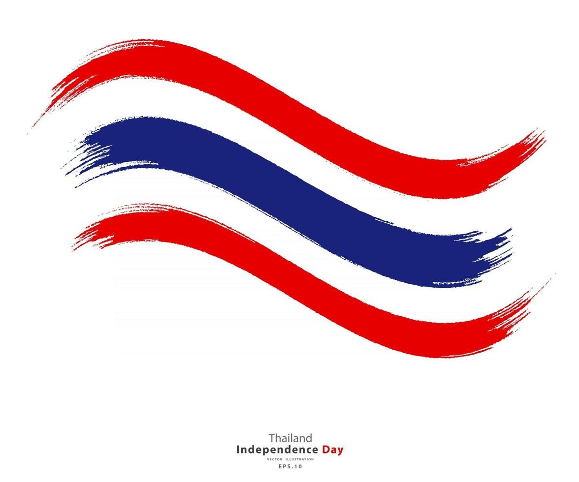 bandiera della thailandia. bandiera in stile sgangherato. giorno dell'indipendenza thailandese. illustrazione vettoriale eps.