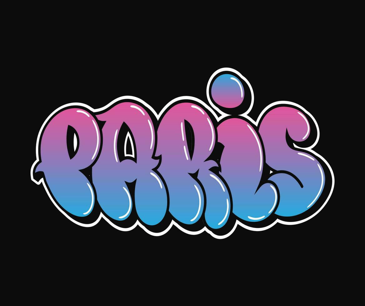 Parigi - singolo parola, lettere graffiti stile. vettore mano disegnato logo. divertente freddo trippy parola Parigi, moda, graffiti stile Stampa maglietta, manifesto concetto