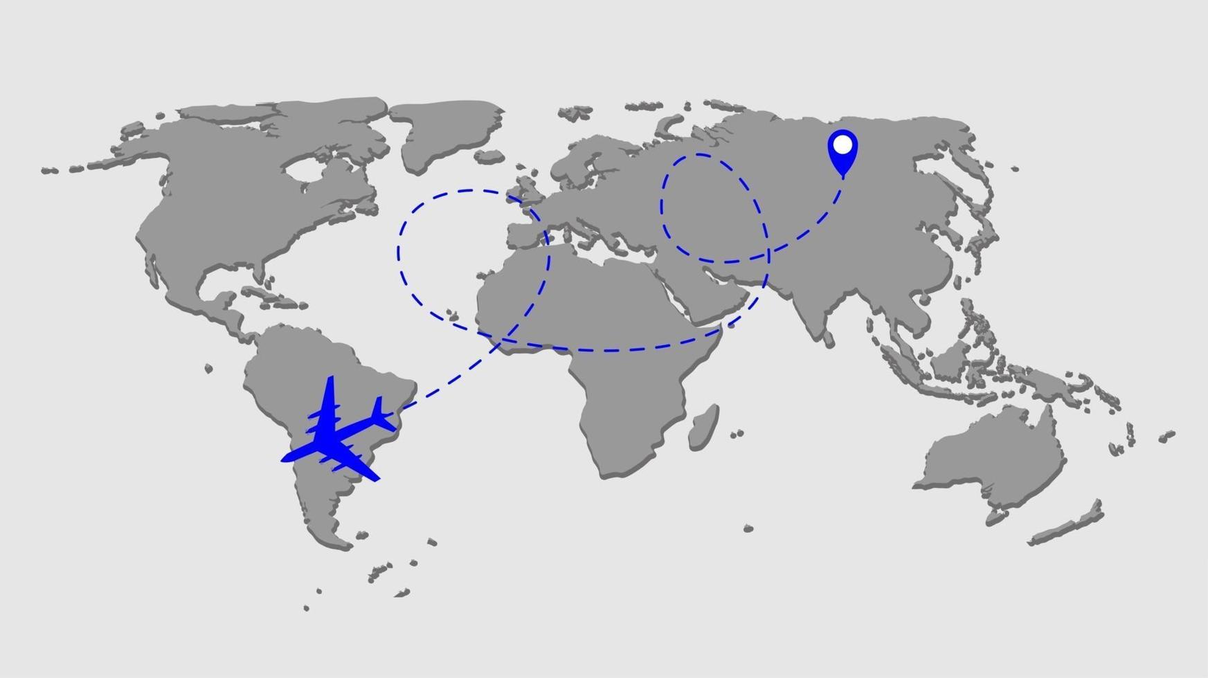 sfondo di volo punteggiato aereo sopra la mappa del mondo. illustrazione vettoriale
