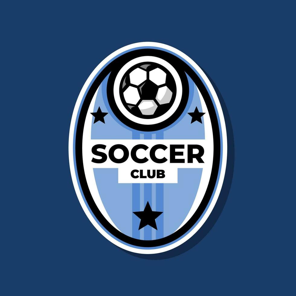 distintivo del logo di calcio con un'illustrazione del pallone da calcio. modello vettoriale del logo della squadra sportiva.