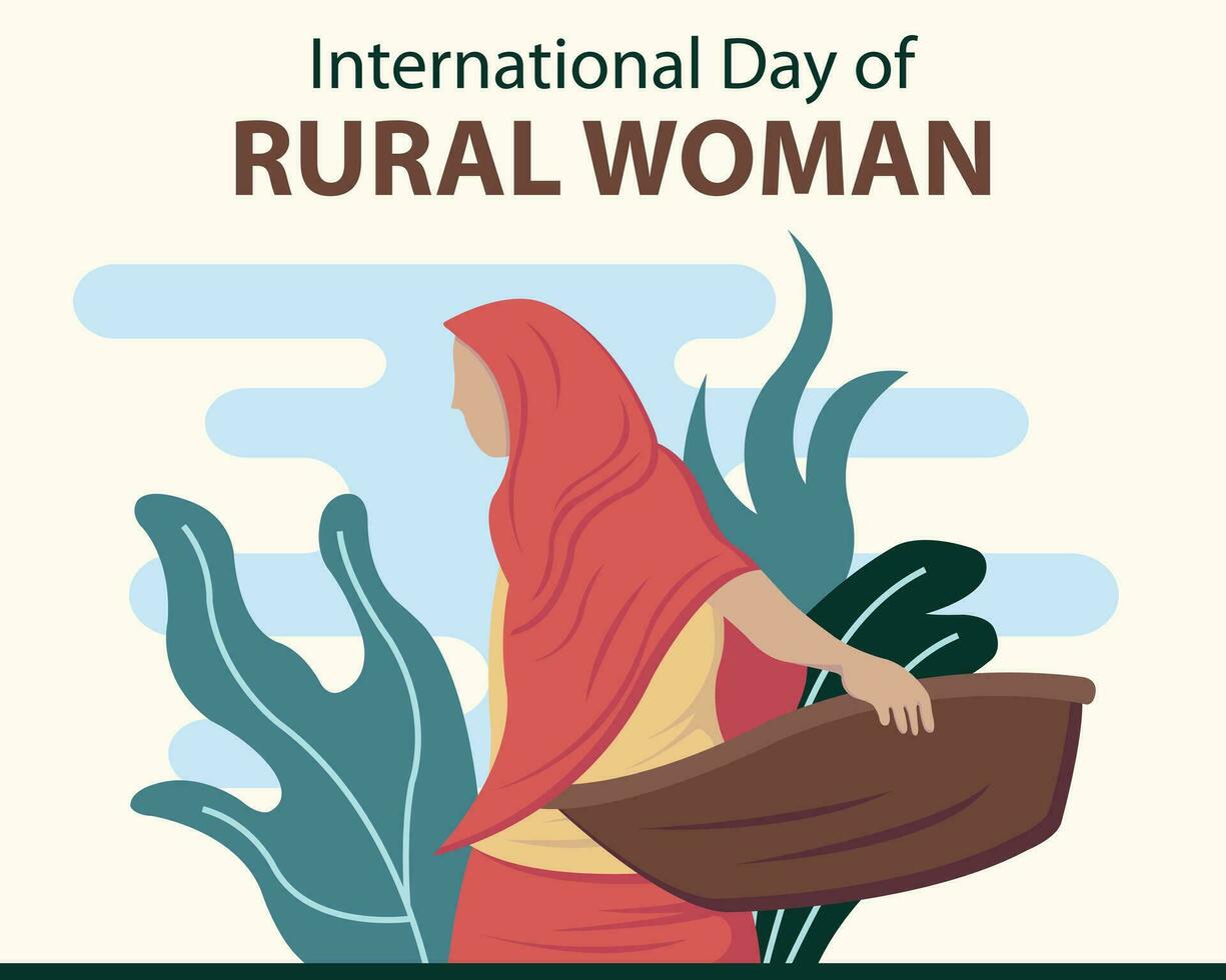 illustrazione vettore grafico di un' velato donna è trasporto un' cestino, Perfetto per internazionale giorno, internazionale giorno di rurale donna, celebrare, saluto carta, eccetera.