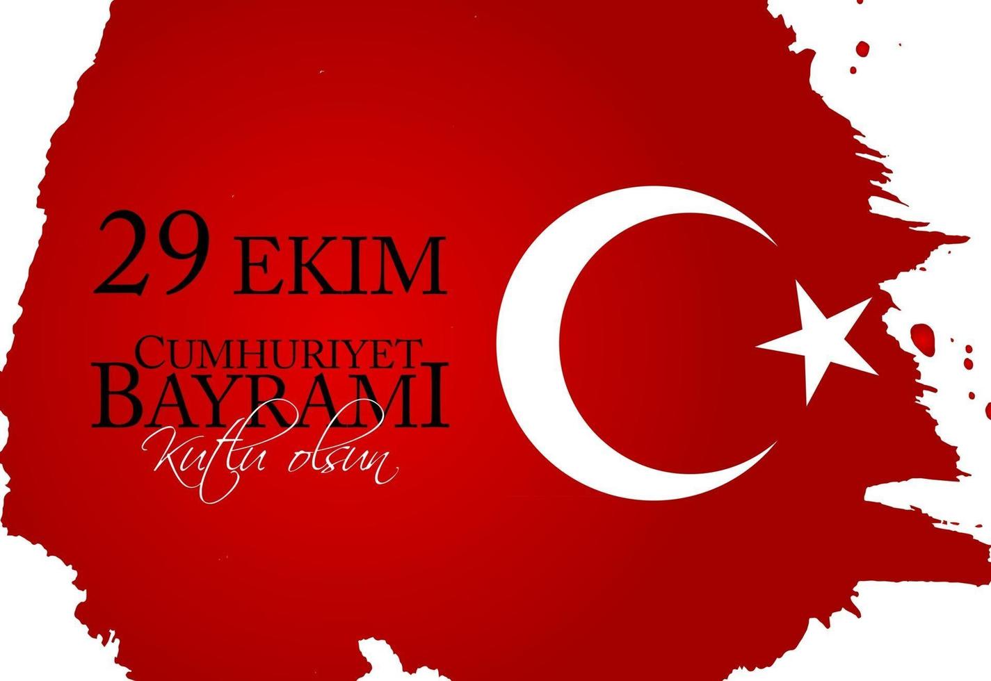 29 ekim cumhuriyet bayrami kutlu olsun. traduzione 29 ottobre festa della repubblica turchia e festa nazionale in turchia, buone vacanze vettore