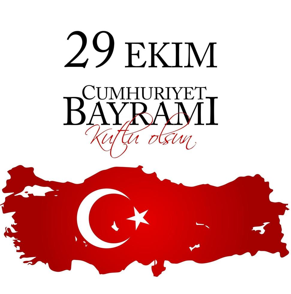 29 ekim cumhuriyet bayrami kutlu olsun. traduzione 29 ottobre festa della repubblica turchia e festa nazionale in turchia, buone vacanze vettore