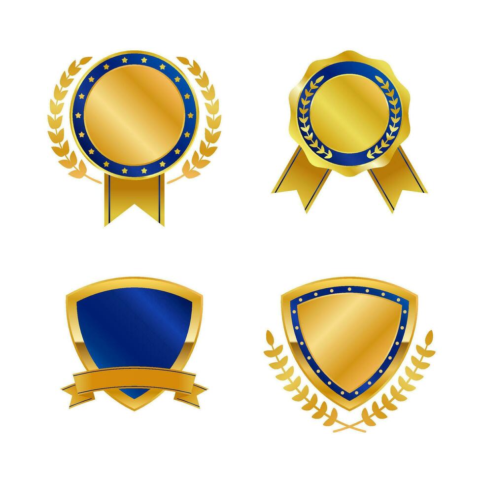 blu e oro lussuoso emblema collezione vettore