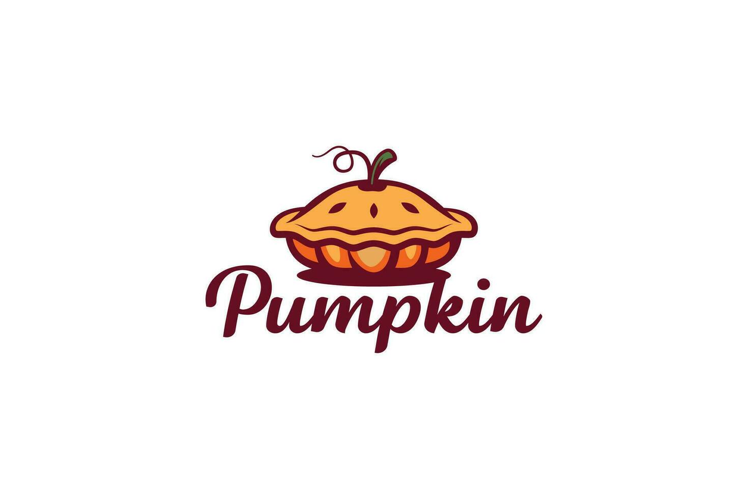 zucca torta logo con un' combinazione di un' torta e zucca con autunno sfumature. vettore