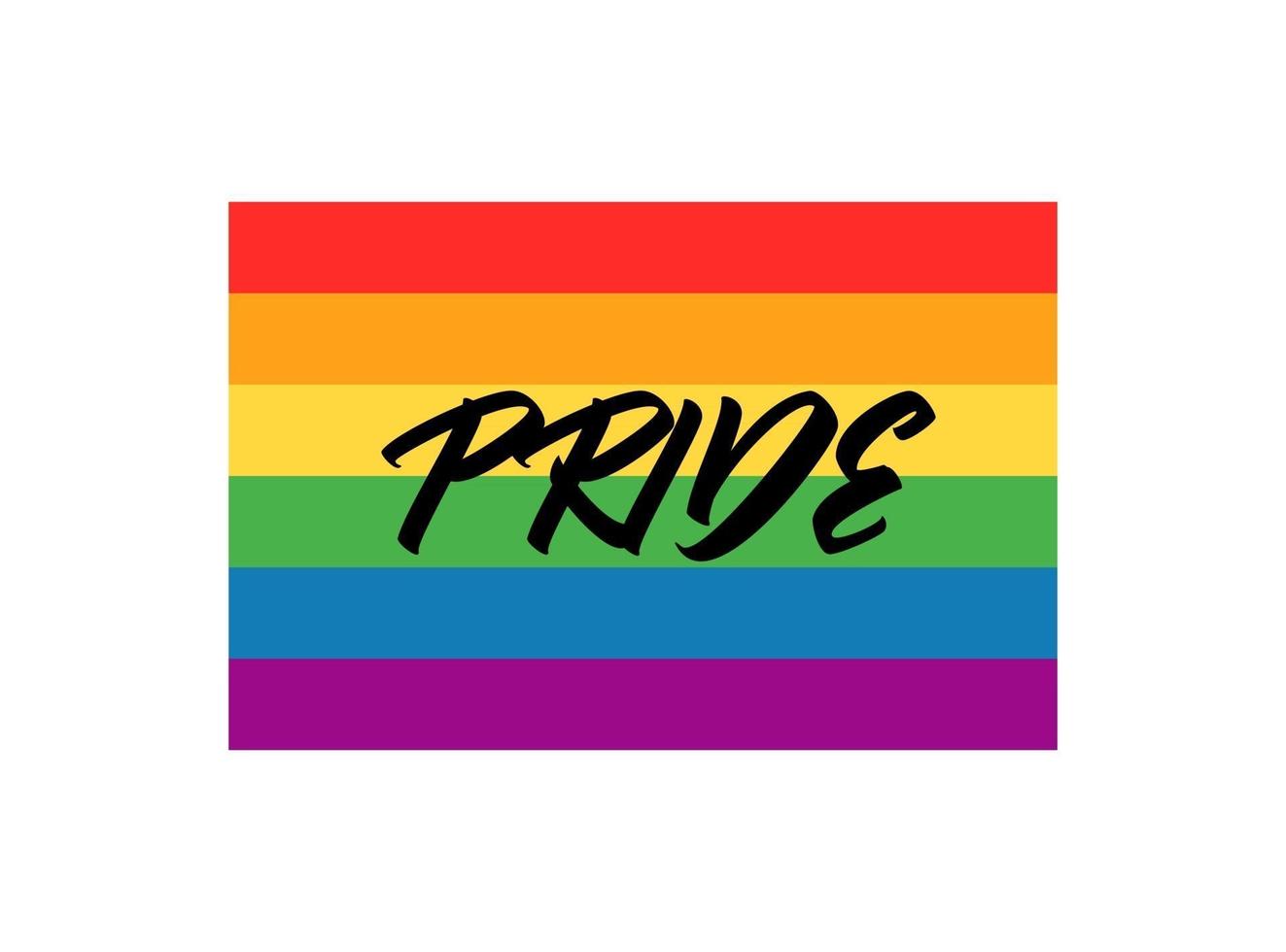 citazione di orgoglio. bandiera arcobaleno lgbt di gay, lesbiche, bisessuali e transgender isolati su sfondo bianco. illustrazione piatta vettoriale. design per banner, poster, biglietti di auguri, volantini vettore