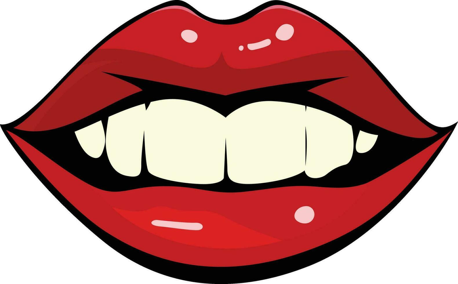 retrò sorridente rosso femmina labbra vettore illustrazione, retrò stile femmina labbra sorridente mostrando denti azione vettore Immagine