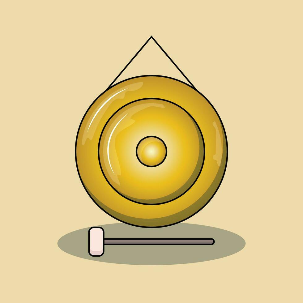 il illustrazione di oro gong vettore