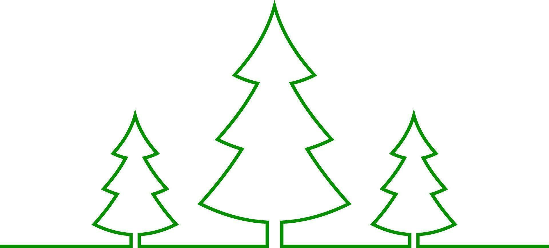 Natale alberi uno linea disegnato modello nuovo anno vettore