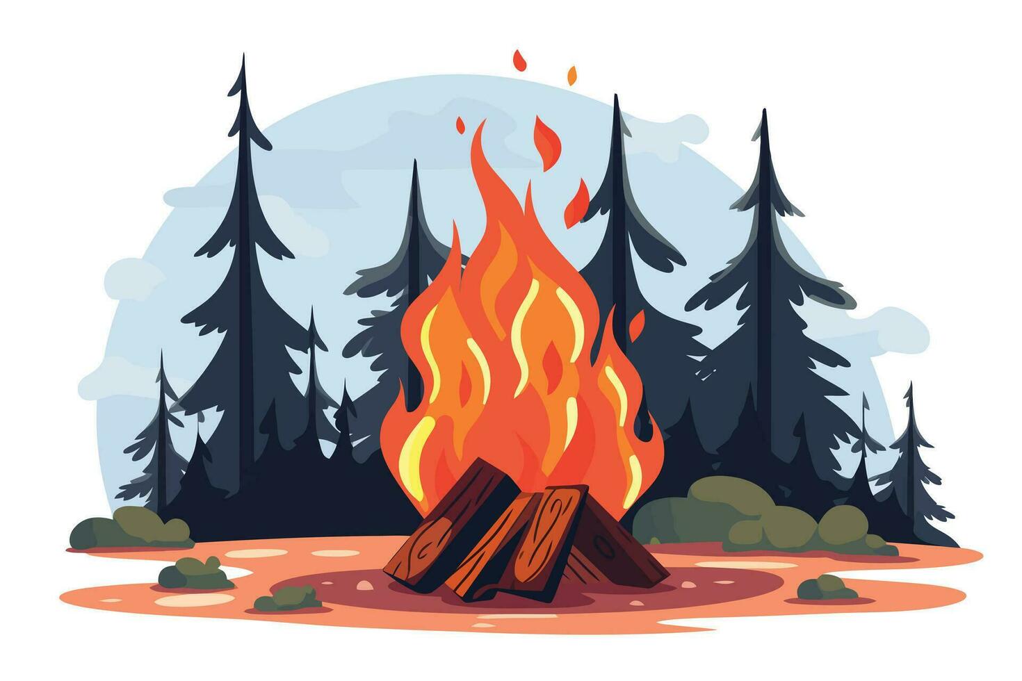 campo fuoco vettore piatto minimalista isolato illustrazione