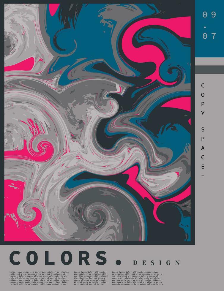 colorato liquido dipingere sfondo modello. astratto fluido colore fondale design. dinamico contemporaneo arte grafico elemento per manifesto, striscione, volantino, rivista, o coperchio. vettore