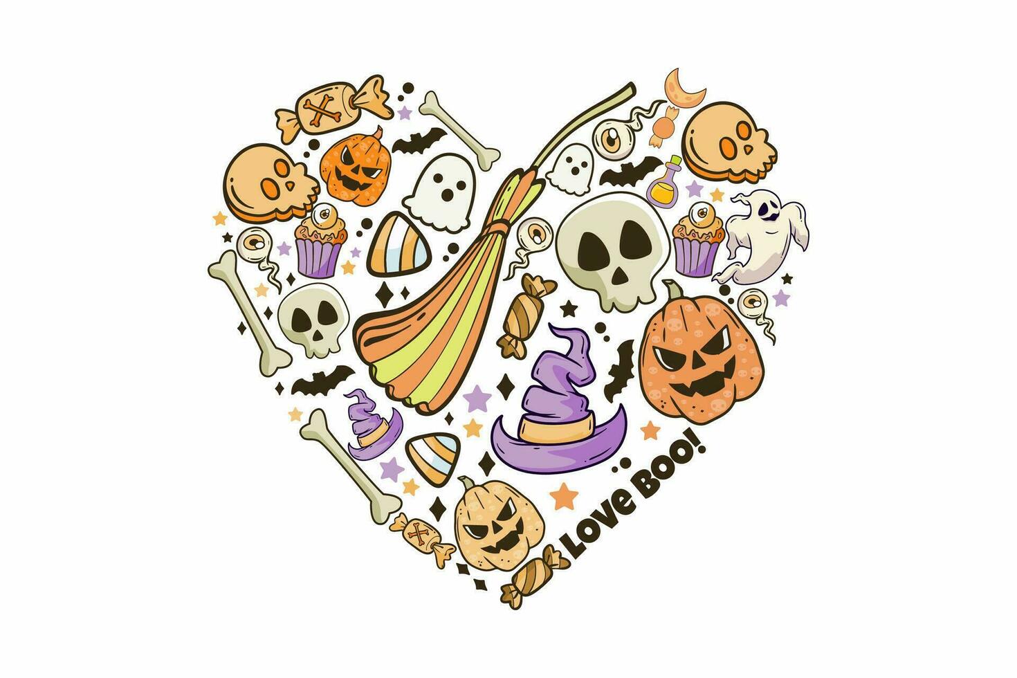 amore fischio retrò Halloween cuore sublimazione t camicia design vettore