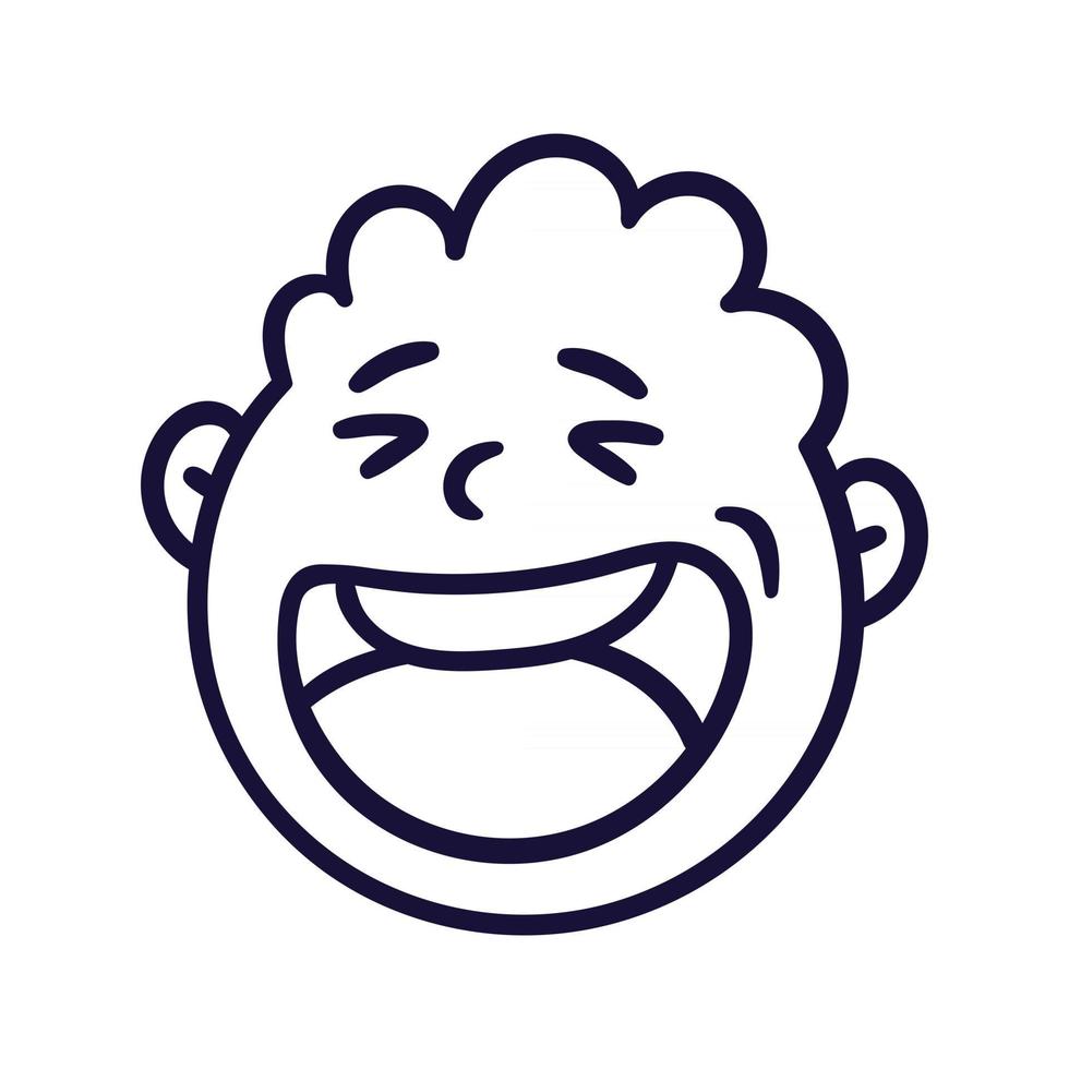 faccia astratta rotonda con emozione felice. avatar emoji sorridente felice. ritratto di un uomo esultante. stile cartone animato. illustrazione vettoriale design piatto.
