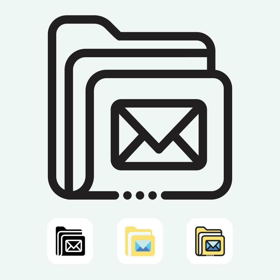 attività commerciale e-mail gestione illustrazione. vettore icone per e-mail cartelle, cassette postali, e digitale File. organizzare, archivio, e proteggere dati con piatto icona imposta. pronto per uso per ragnatela, App e Stampa.