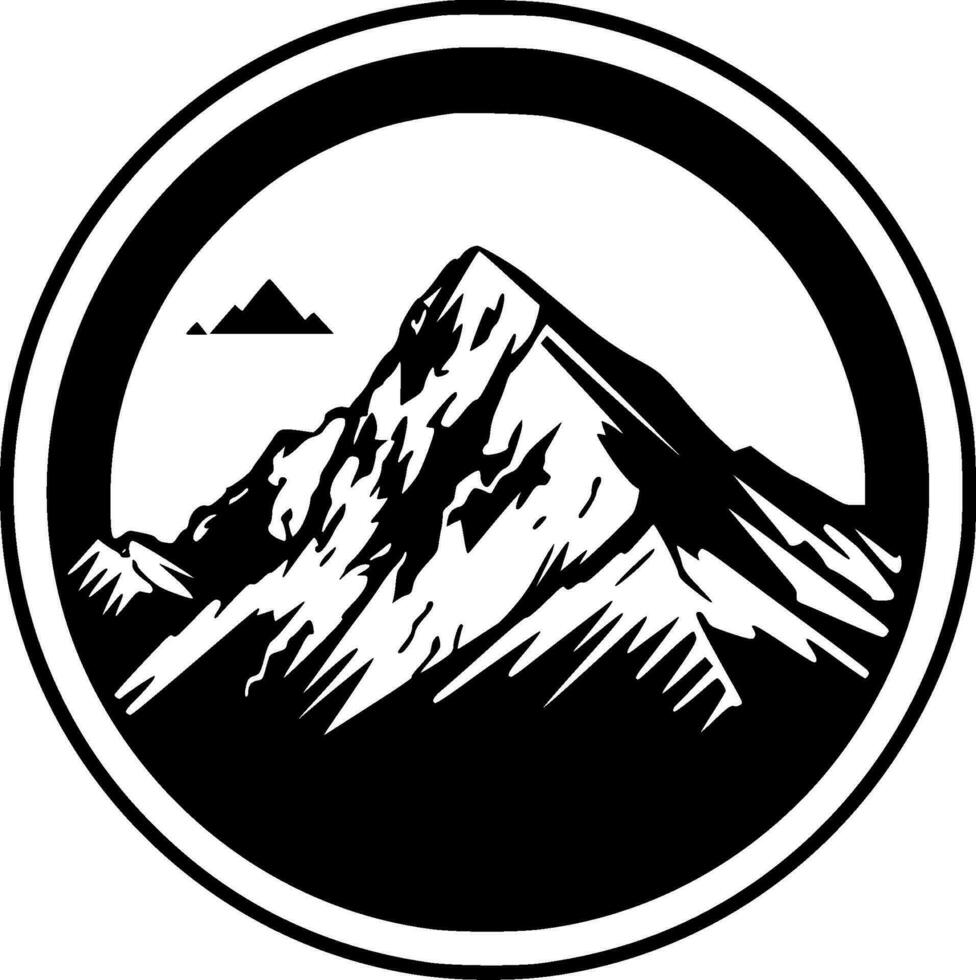 montagna - nero e bianca isolato icona - vettore illustrazione