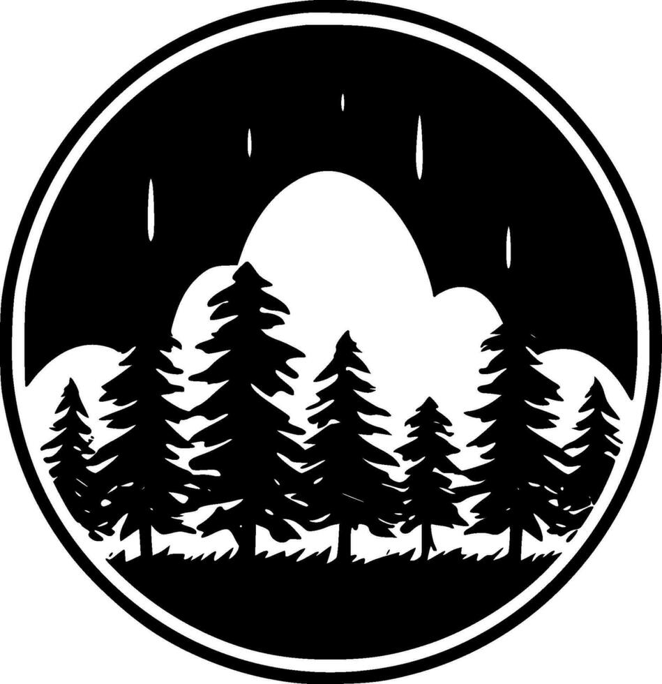 foresta - nero e bianca isolato icona - vettore illustrazione