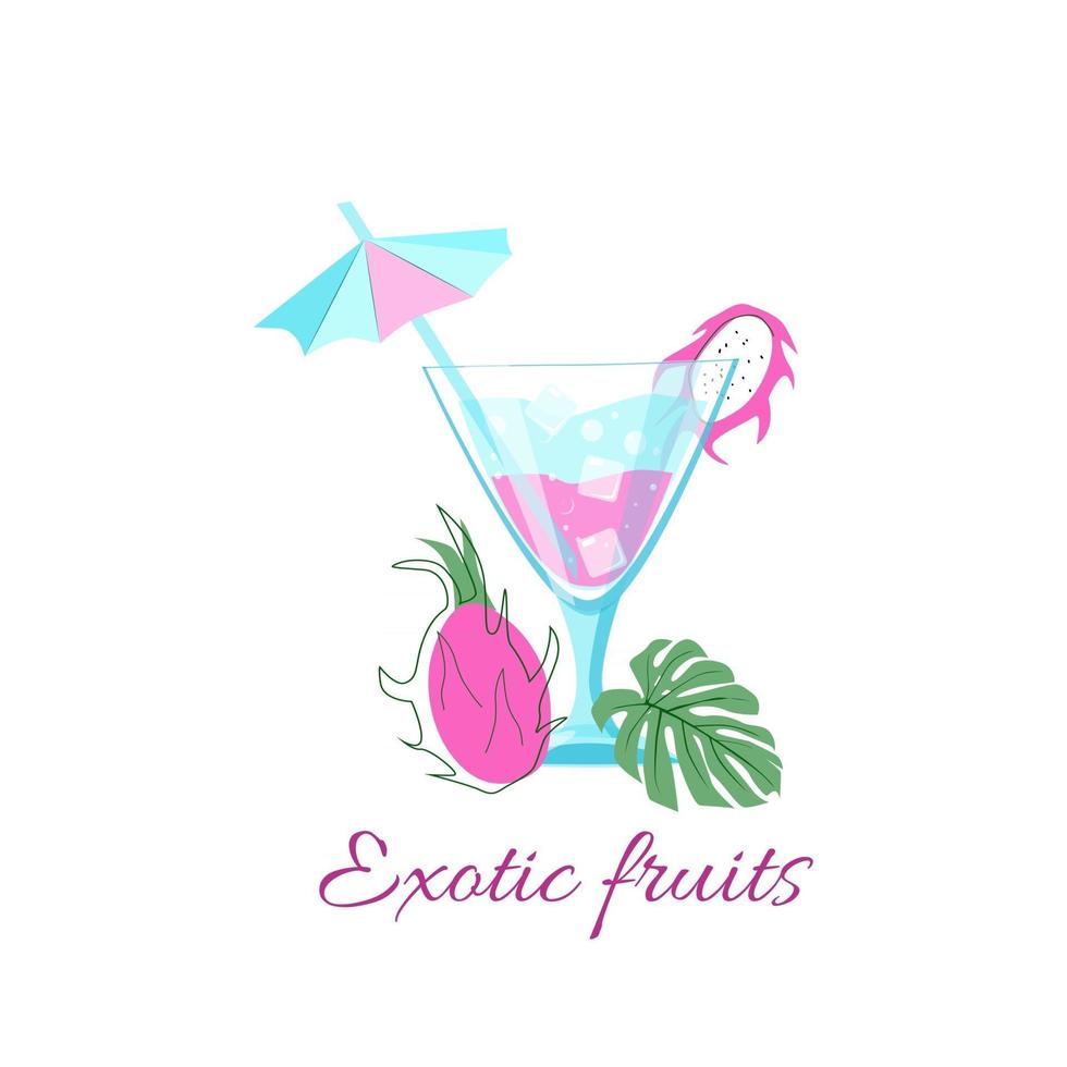 cocktail estivo di pitaya ai frutti tropicali vettore