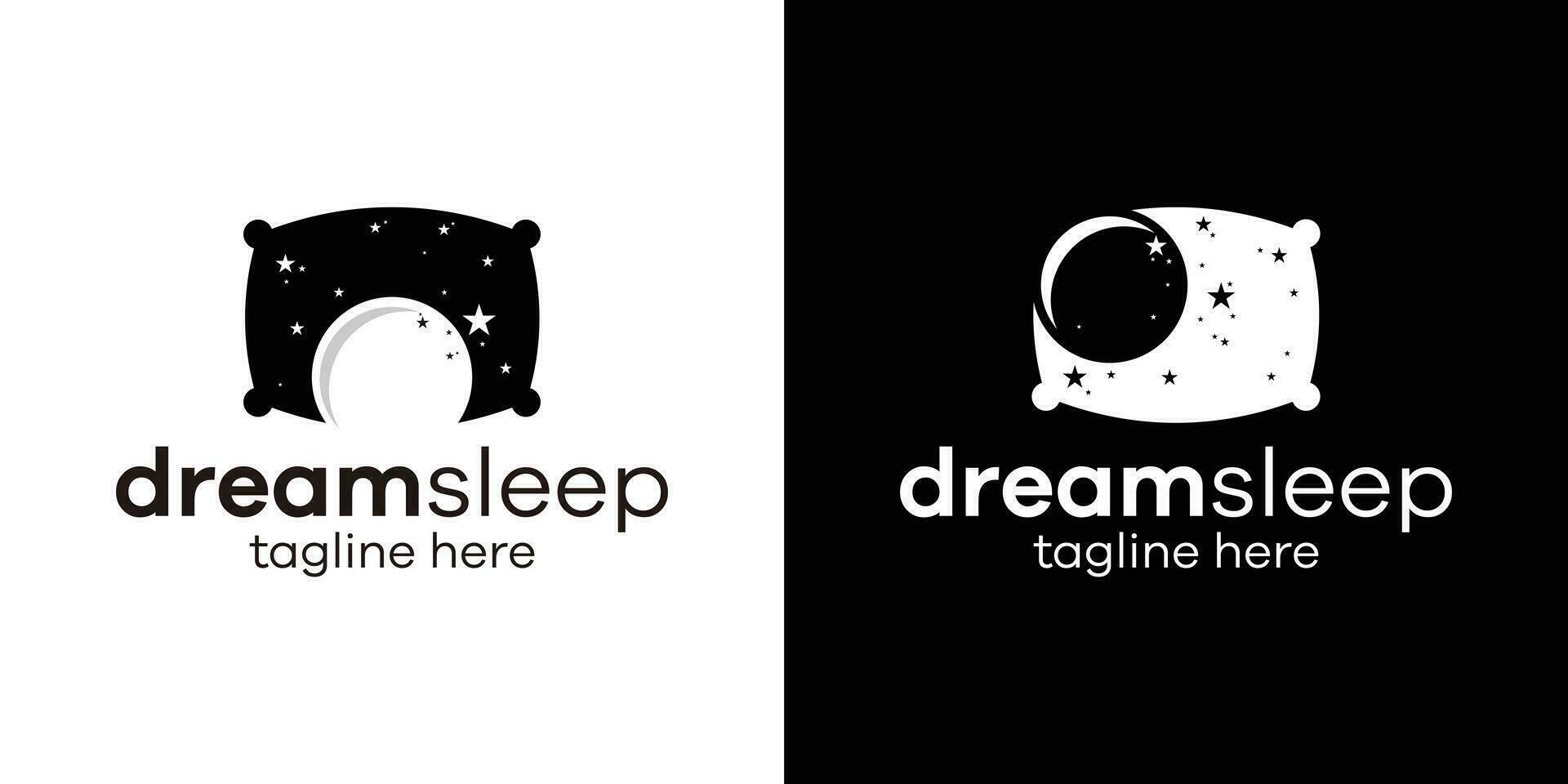 logo design impostato cuscino e Luna notte icona vettore illustrazione