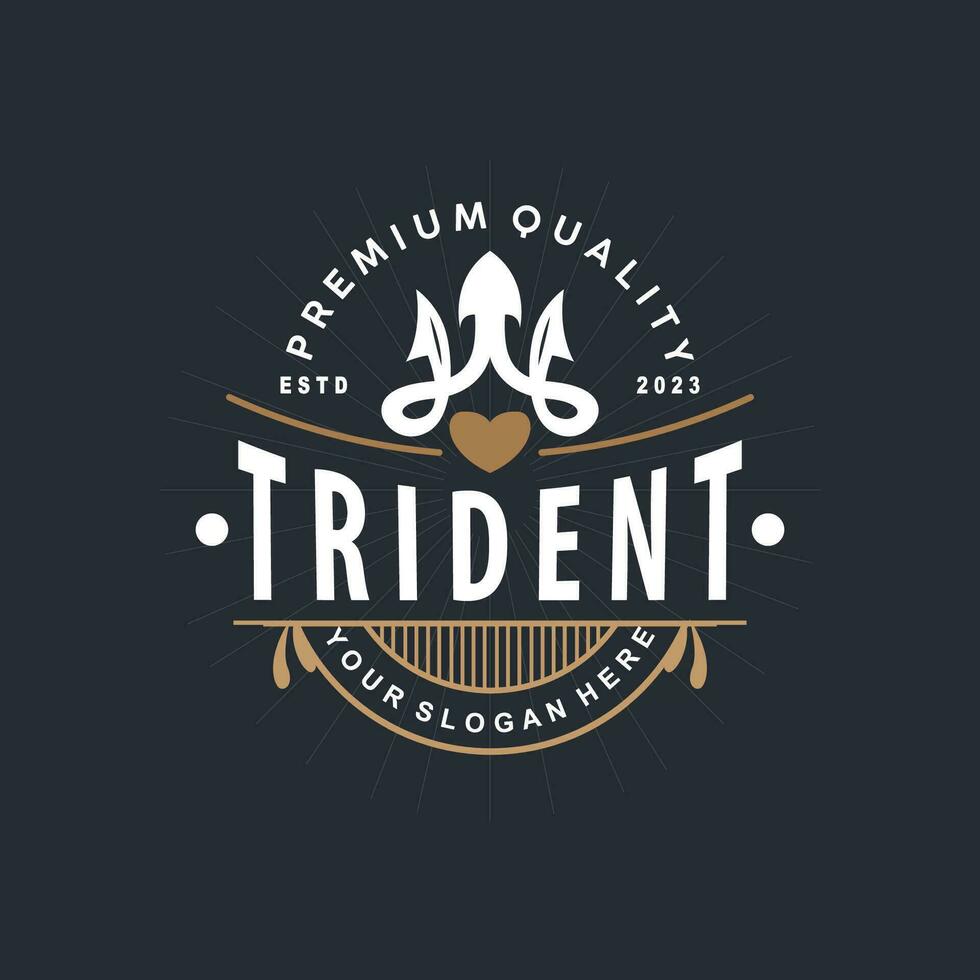 Nettuno poseidon tridente logo, lancia semplice Vintage ▾ modello design vettore