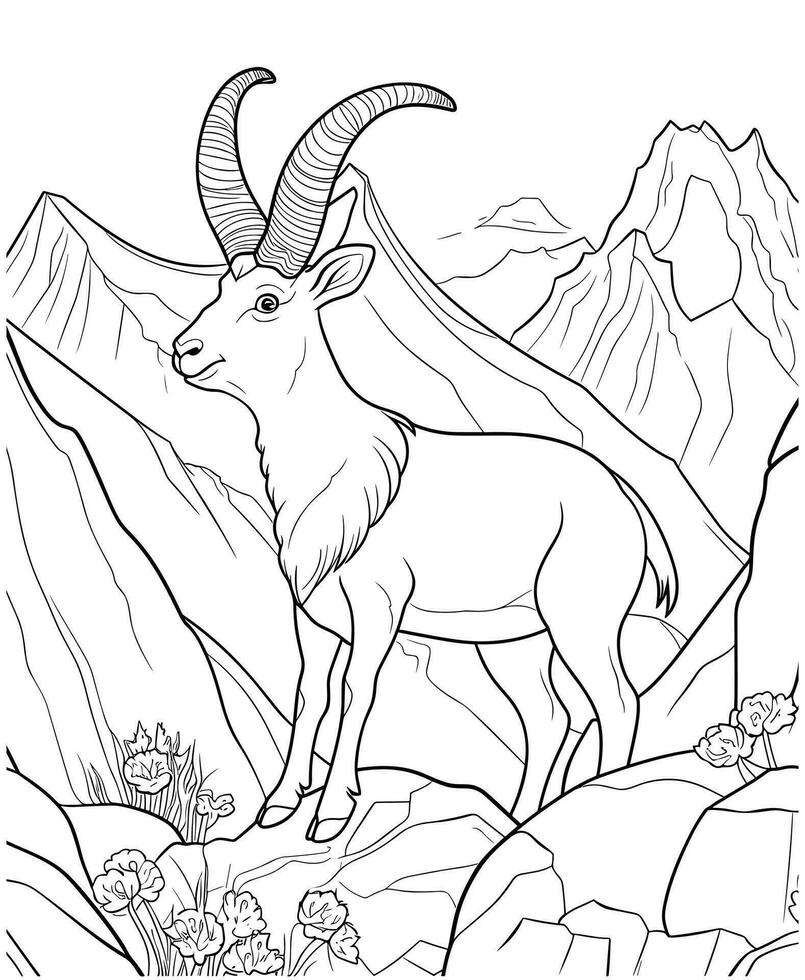 markhor arrampicata il montagna colorazione pagine vettore