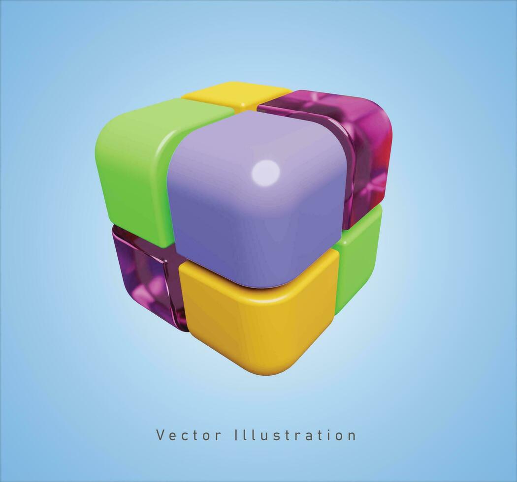 giocattolo cubo nel 3d vettore illustrazione