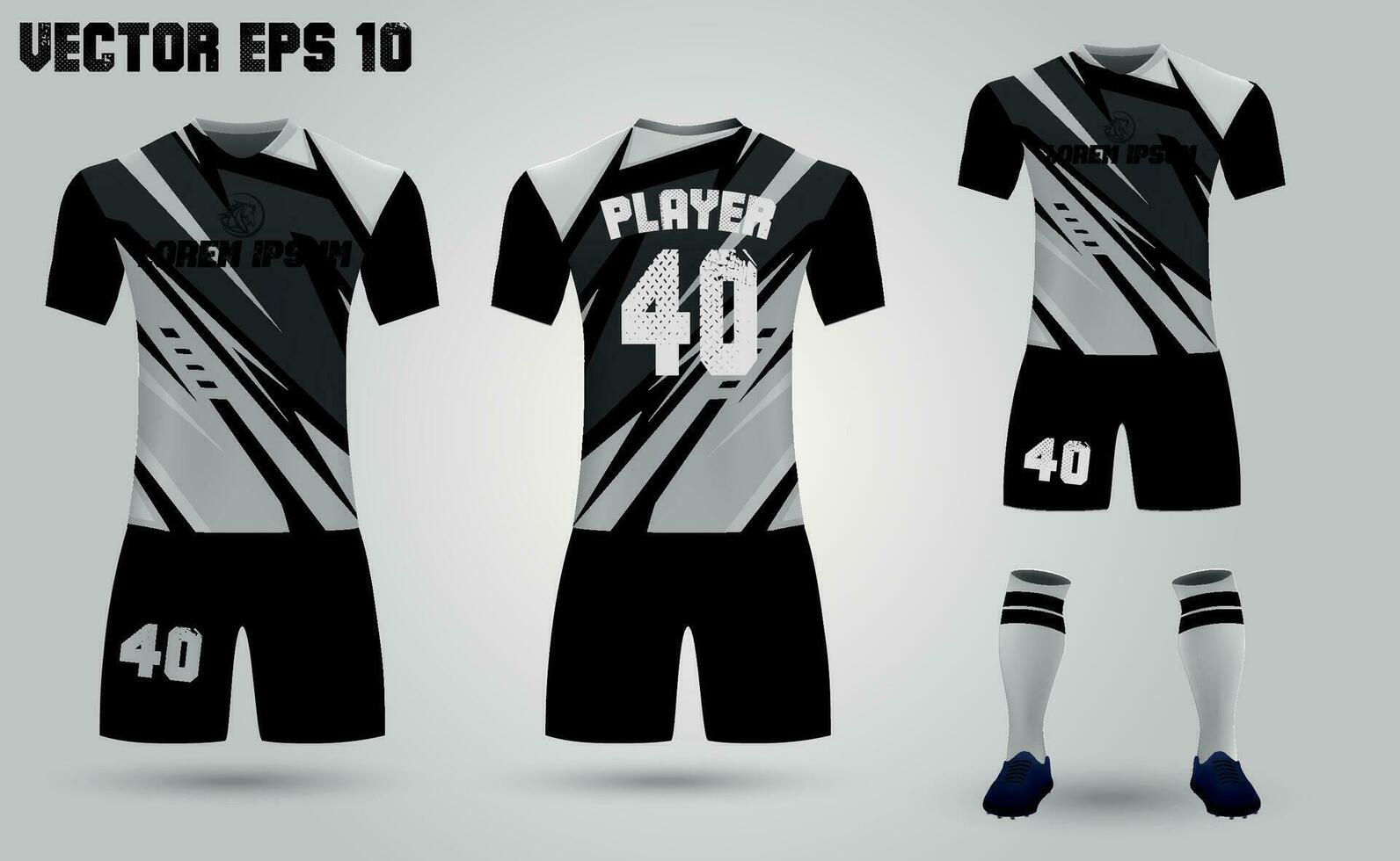 maglietta sport design modello, calcio maglia modello per calcio club. uniforme davanti e indietro vettore