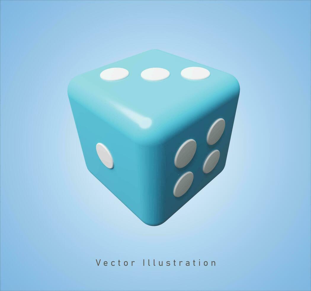 blu dado nel 3d vettore illustrazione