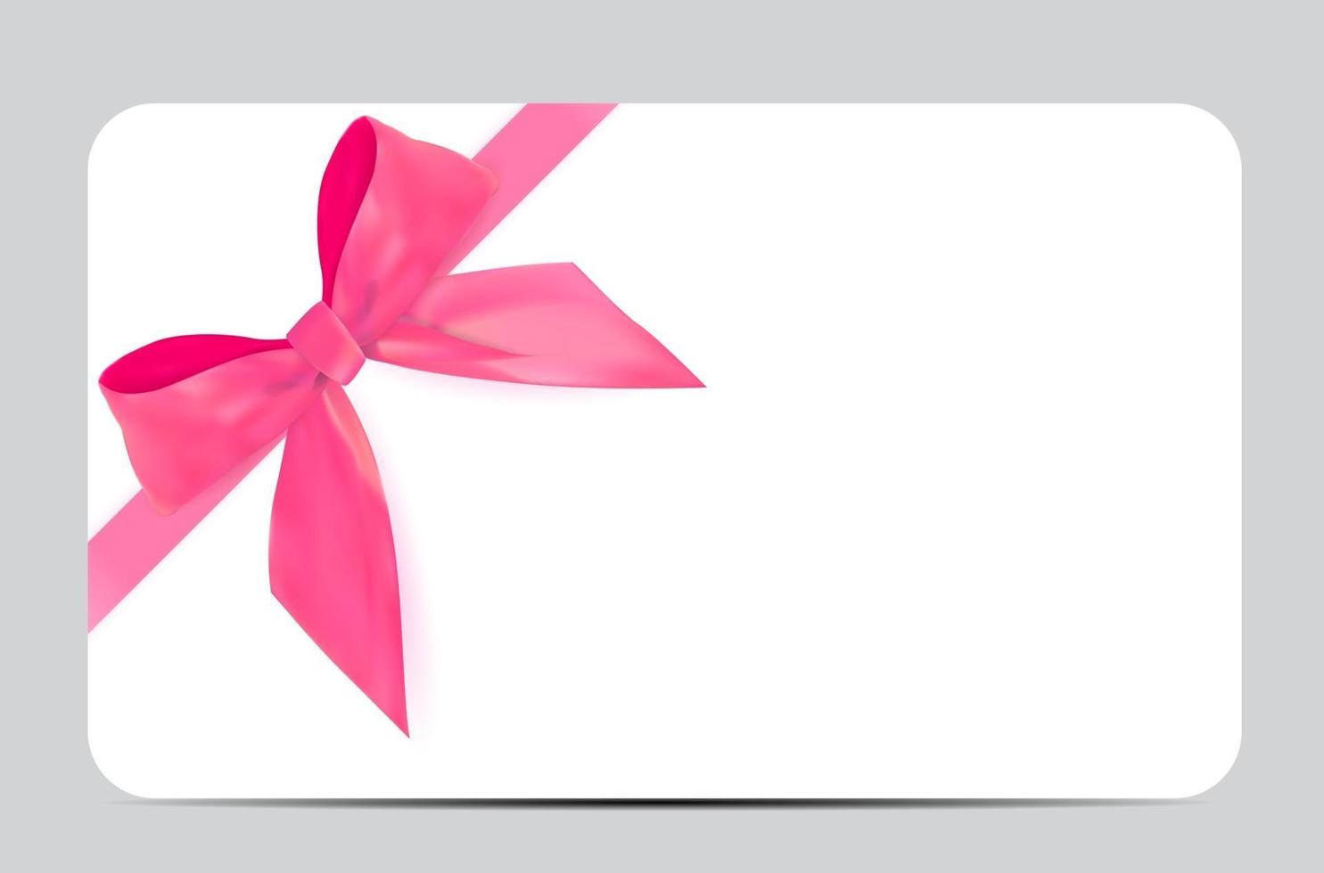 modello di carta regalo vuoto con fiocco rosa e nastro. illustrazione vettoriale per il tuo business