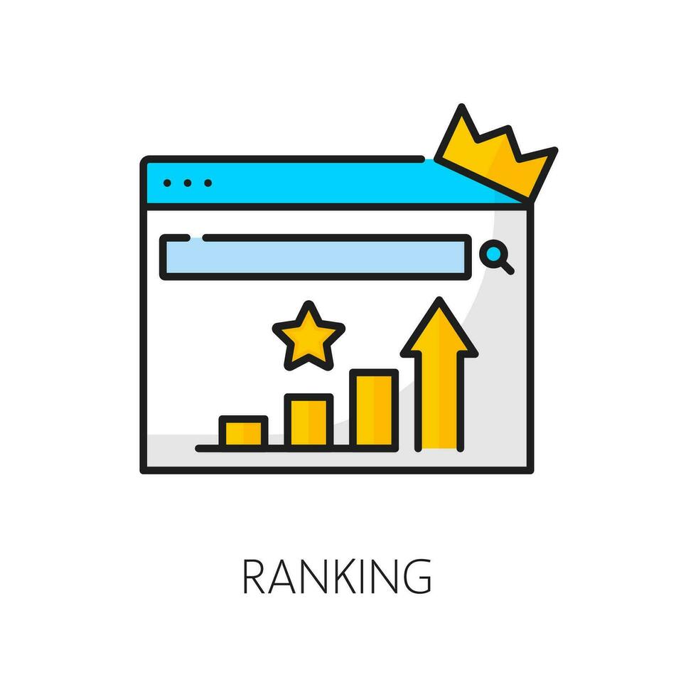 classifica, sem ricerca motore marketing, sito web icona vettore