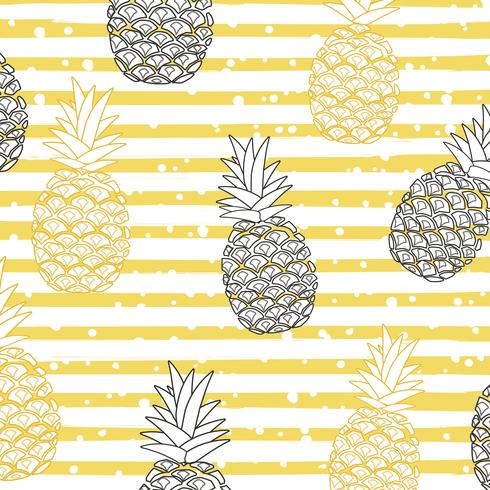 Ananas con strisce seamless pattern di sfondo vettore